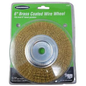6" Brass Coated Crimped Wire Wheel 5/8" Arbor 1/2" Adaptor Fits most 6" Grinders